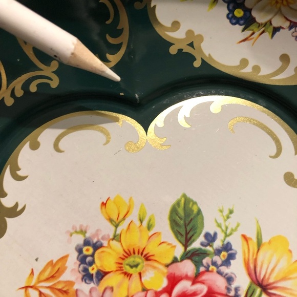 Daher Decorated Ware Metal Bowl - Green with Florals & Gold Accents - Picture 9 of 10